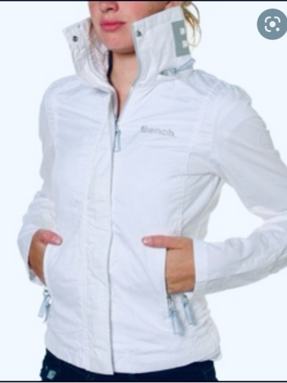 Bench White Lightweight Athletic Hooded Jacket
